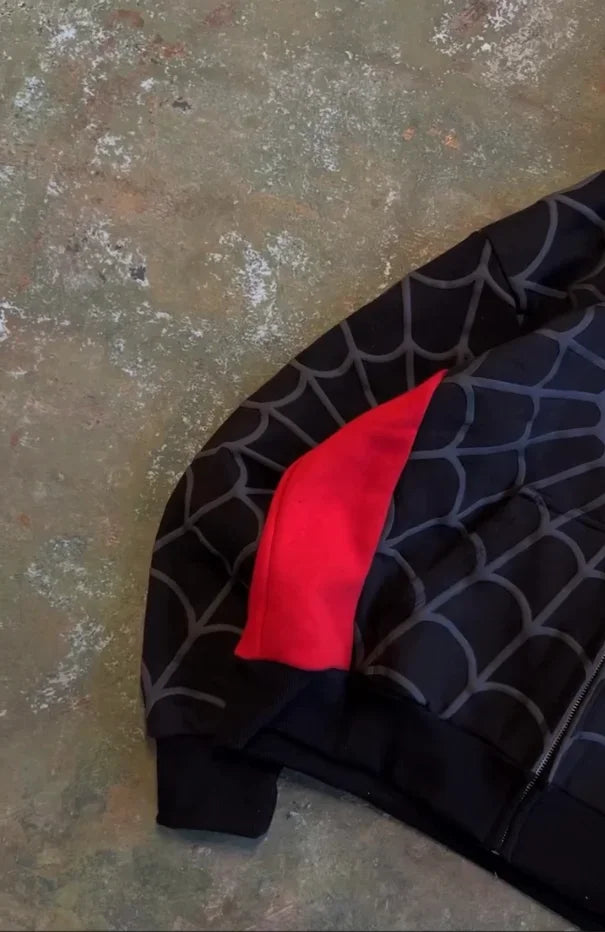 Y2K American Spider Pattern Embroidery Zip Up Hoodie Men Women Gothic Harajuku Jacket Fashion Hoodie Sweatshirt Casual Clothes