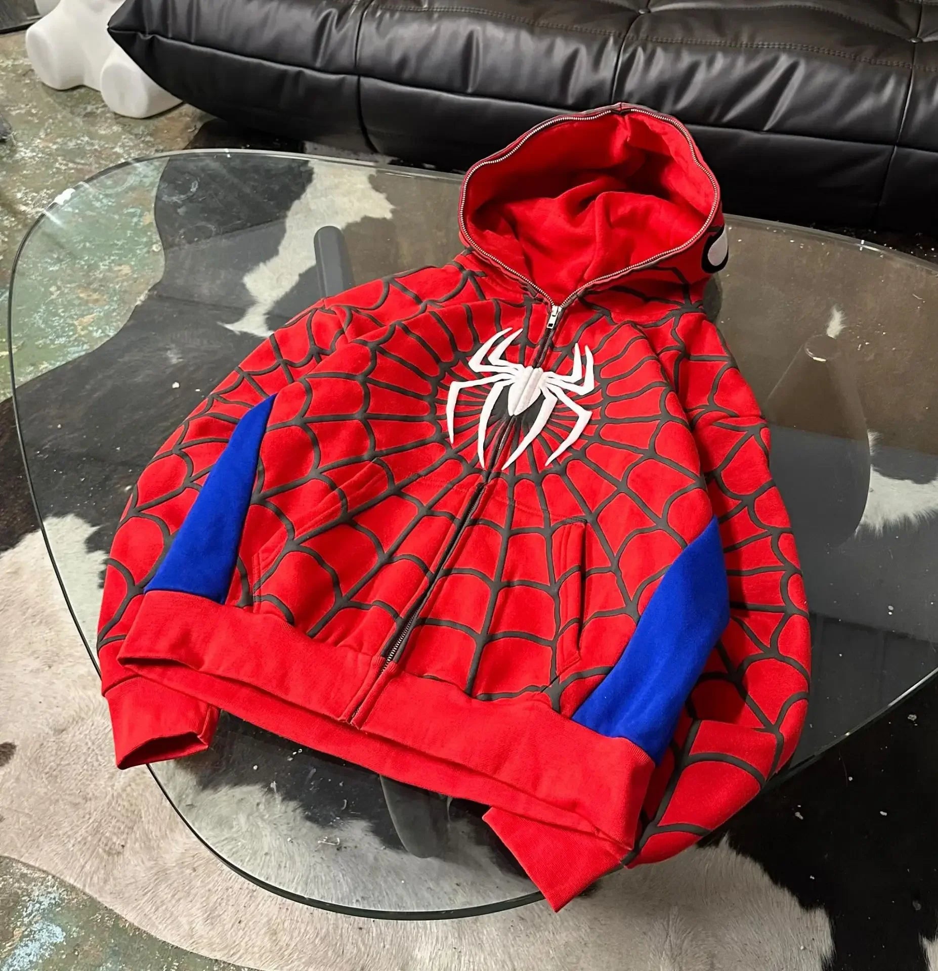 American Spider Vintage Zip Up Hoodie Y2K Clothes Mens Womens Spider Graphic Oversized Hoodies Sweatshirts Casual Jackets