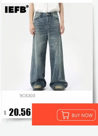 IEFB Summer Men's Denim Pants Old Blue Washed Male Jeans Straight Casual Menwear Loose Wide Leg Trousers New Fashion 9C354